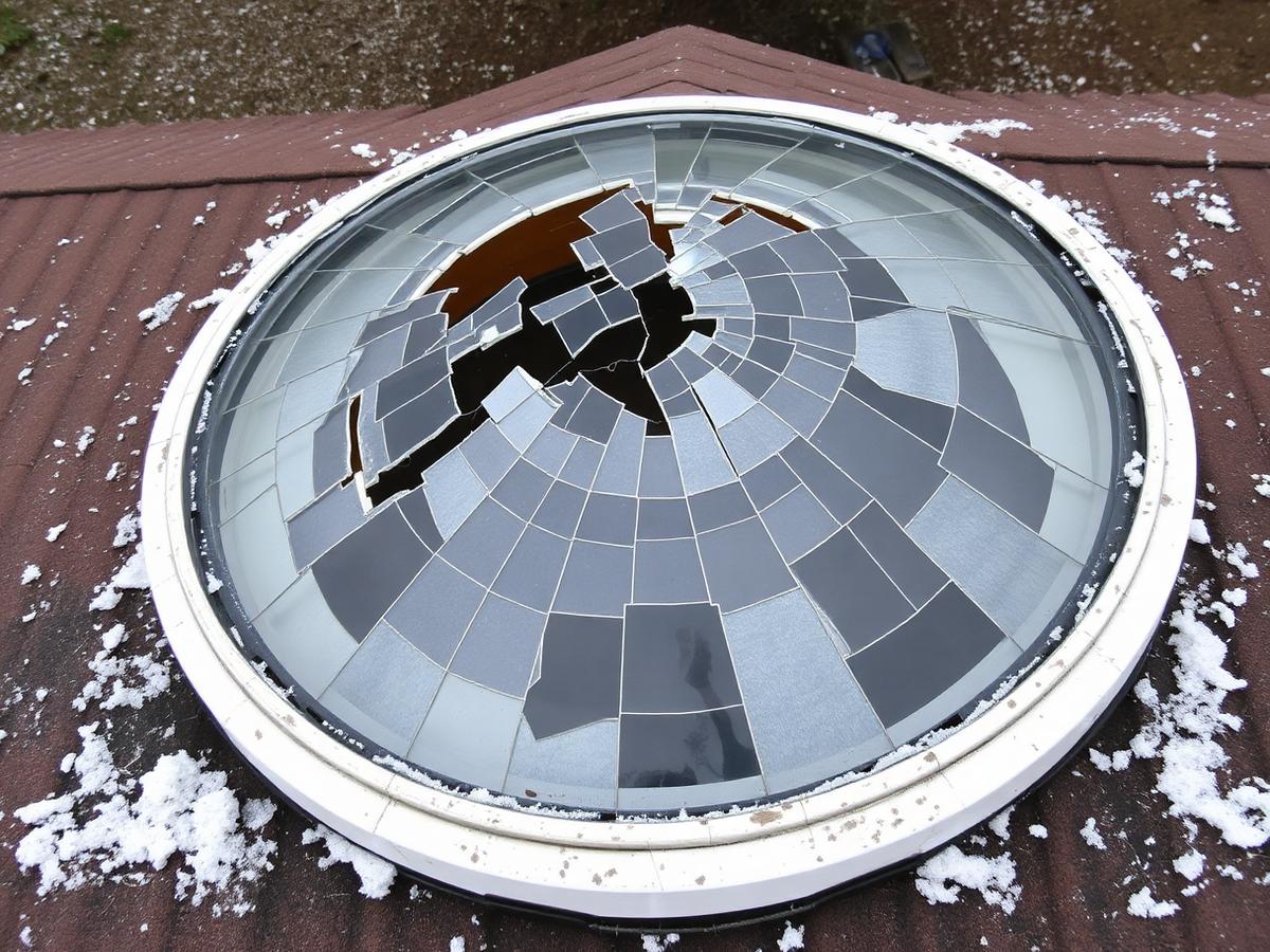 cracked skylight dome after a hailstorm