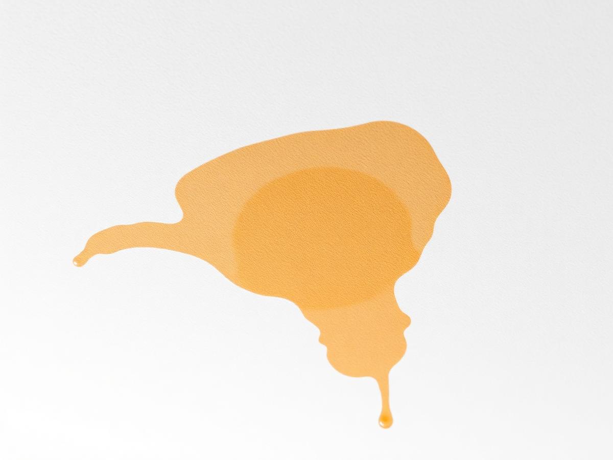 brown water stain on a ceiling beneath a roof valley