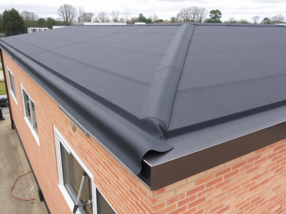 EPDM adhered installation, 96,200 sq ft school campus