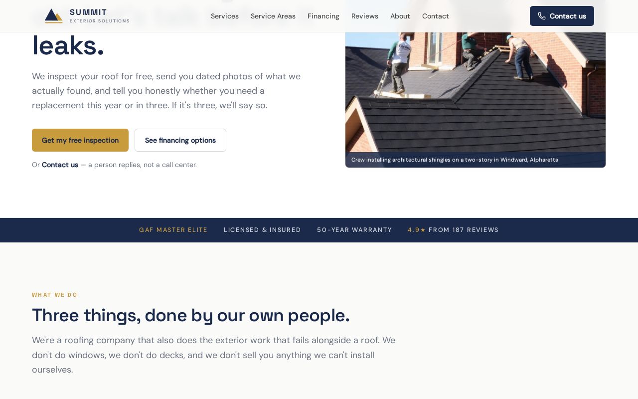 Summit Exterior Solutions homepage preview